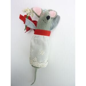 Vintage Christmas Tree Ornament Mouse Happy Flowers